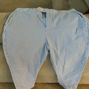 Blue and White Striped Kids Pants